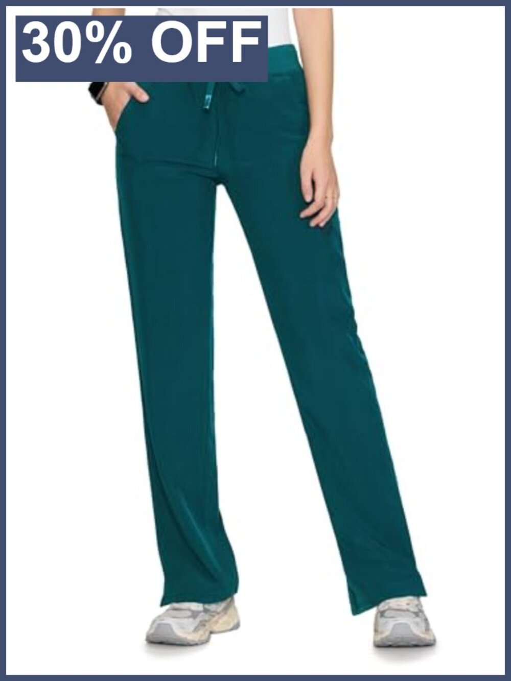 Women's Scrub Pants Breathable Soft Straight-Leg Drawstring Pockets